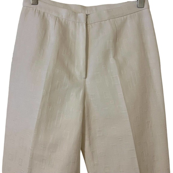 Alberto Makali Cream Abstract Textured Patterned High Waist Flat Front Pants - 8 - Picture 3 of 10